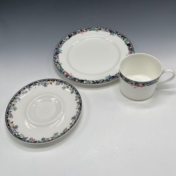 Mikasa Orchard Mural Teacup Cup & Saucer & Salad Plate 3-pc Set Luncheon - Picture 3 of 12